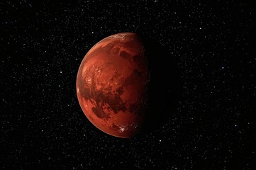 Wall Mural - Red celestial body amidst the cosmic darkness