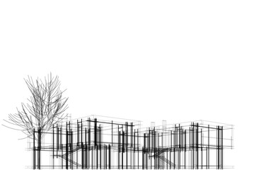 Wall Mural - architectural drawing 3d vector illustration