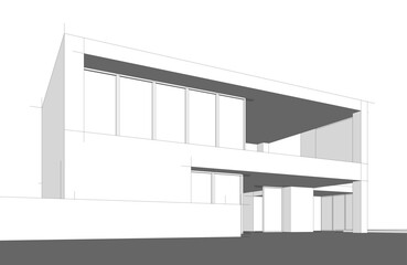 Wall Mural - architectural drawing 3d vector illustration