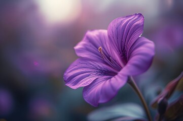 Wall Mural - Purple Ruellia Flower with Blurred Background and Bokeh Effect