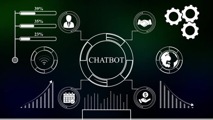 CHATBOT for Business and Finance Concept.CHATBOT artificial intelligence neural network.CHATBOT Virtual screen of the future and sees the inscription.CHATBOT and advertising concept on screen.