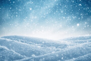 Wall Mural - Snowy winter scene with glowing Christmas landscape and drifting snowflakes