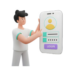 Wall Mural - Mobile Login  illustration PNG File