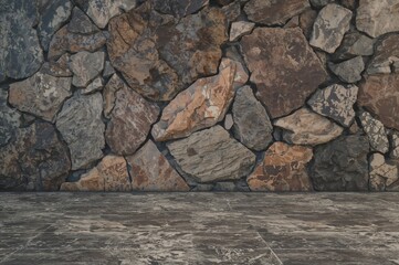 Wall Mural - Vintage stone wall texture with terrazzo marble floor background design