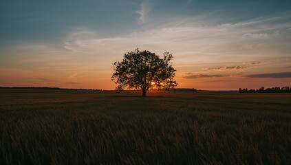 Wall Mural - dusk light filtering through tall prairie grass