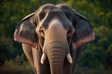 Wall Mural - the biggest terrestrial mammal of the asian continent with a scenic backdrop