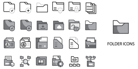 Folder simple concept 24 Grew color icons set .Vector illustration.	