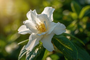 Wall Mural - Close-up of a Blossoming White Rhododendron