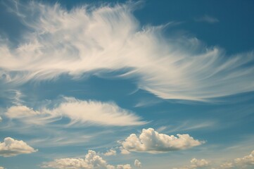 Wall Mural - A stunning azure sky adorned with soft, billowy clouds representing liberty