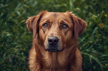 Wall Mural - close-up of a focused brown dog with a beautiful expression
