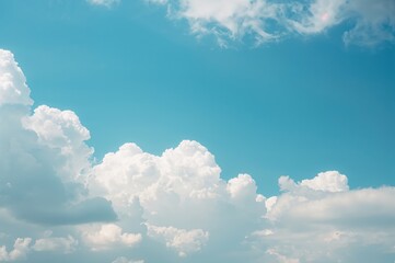 Wall Mural - Sky painted blue with floating bubble-like clouds