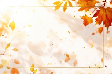 Wall Mural - autumn leaves scattered on a white surface