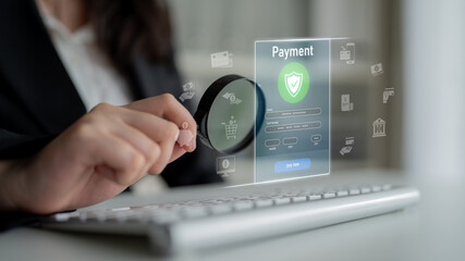 Wall Mural - Secure online payments ensure smooth e-commerce with safe transactions, digital payment systems, and financial data protection. Latch