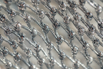 metallic silver fishing net, chainlink bag