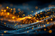 © Daniel - fond lumineux abstrait avec des bokeh dorés et bleus dans l'obscurité, représentant la magie et l'illumination effets lumineux. - Noël, fêtes de fin d'année décembre janvier
