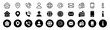 © Cali6ro - Business icon for company connection set in different style. Name, phone, mobile, place, location, mail, website and message card sign. Contact symbol design template. Vector 10 eps.