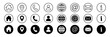 © Cali6ro - Business icon for company connection set in different style. Name, phone, mobile, place, location, mail, website and message card sign. Contact symbol design template. Vector 10 eps.