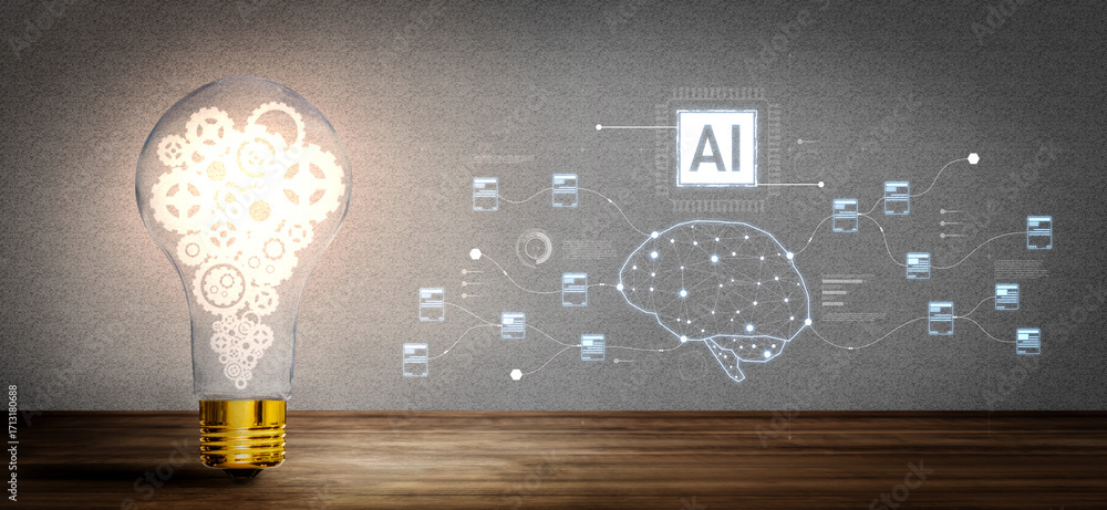 AI neural network and data processing system visualizing artificial ...