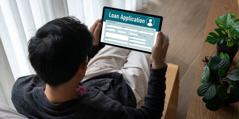 Wall Mural - Online loan application form for modish digital information collection on the internet network