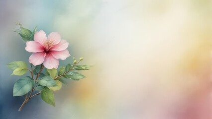 Wall Mural - Delicate Watercolor Bloom on Paper Background