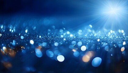 Horizontal Blue Abstract Bokeh Blurred Colour History With Lens Flare