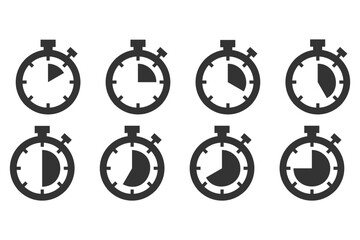 Wall Mural - stop watch sign, Set of stopwatch icon, Set of sports stopwatch icons showing time, stopwatch, set of stopwatch, icon of stop watch