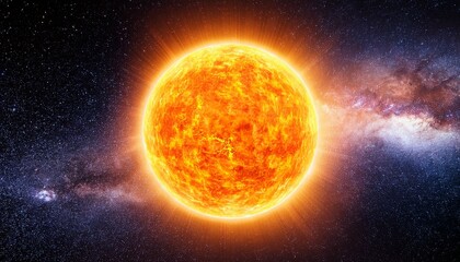 Wall Mural - Glowing Sun Star In Space With Nebula Background