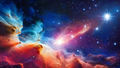 Wall Mural - Colorful Nebula With Distant Stars Against A Deep Space Backdrop