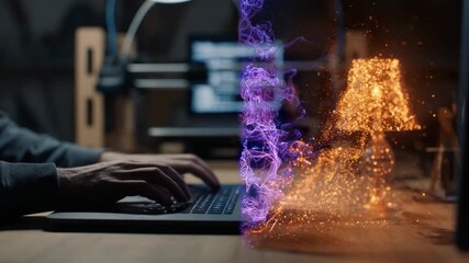 Coding Innovation: A coder is immersed in a world of digital creation, where innovation and imagination converge to spark a flame of creativity