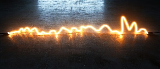Wall Mural - Glowing neon line on dark floor.
