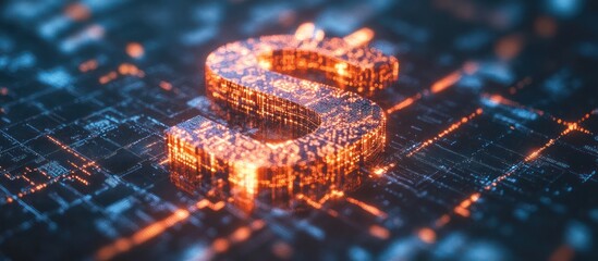 Wall Mural - glowing digital dollar sign on circuit board.