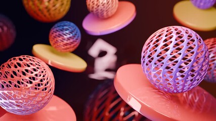 Ideal for technology backgrounds or futuristic designs, this image showcases glossy discs with intricate lattice patterns on sleek spheres.