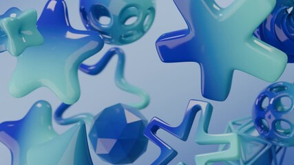 Wall Mural - 3d geometric shapes design in blue ideal for futuristic graphics, technology background or science themed concepts in a variety of projects.