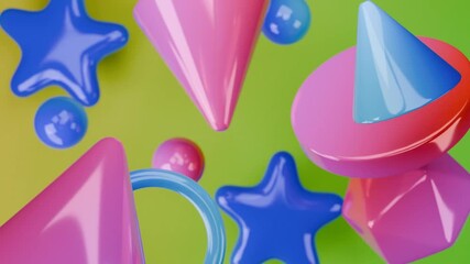 Wall Mural - Geometric shapes in pink and blue hues, perfect for modern design projects or abstract backgrounds with a colorful touch.