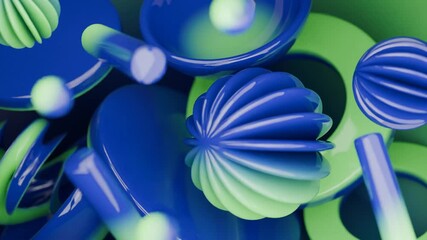 Wall Mural - This abstract image features glossy cylinders, twisted shapes, and discs. Suitable for modern technology, science, or futuristic concept designs.