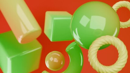 Wall Mural - Arrangement of green yellow abstract geometric shapes. Great for backgrounds, web design, digital art, and modern prints with a vibrant aesthetic.