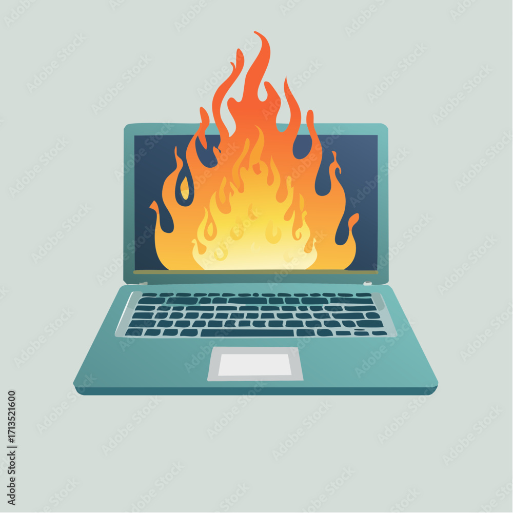 Graphics Over Heat Computer Screen Laptop Overheating Illustration A Digital Inferno on Your Screen Stock ...