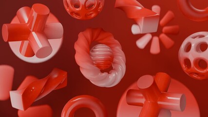 Wall Mural - Abstract geometric shapes in red and white perfect for posters, websites, and graphic designs needing a bold, modern touch.