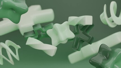 Wall Mural - Abstract design featuring green and white geometric shapes on a green background. Suitable for modern, vibrant graphic projects needing a trendy touch.