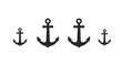 © Alex - Four nautical anchors of varying sizes symbolizing maritime adventure and stability vector