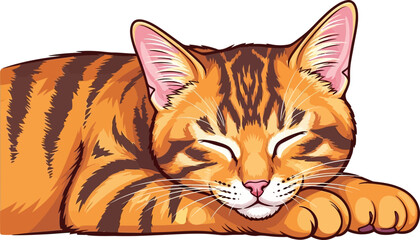  sweet dreams a bengal cats peaceful slumber, isolated on transparent background