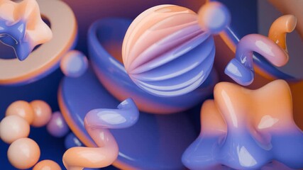 Wall Mural - Abstract geometric shapes in vibrant orange, blue, and purple hues. Suitable for modern design projects, backgrounds, or digital art creations.