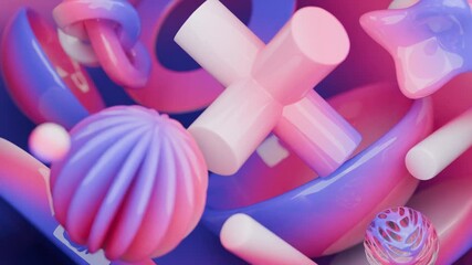 Wall Mural - Shapes in shades of pink, white, and blue suitable for backgrounds, invitations, social media posts, and design projects with a feminine touch.