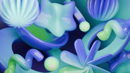 Wall Mural - Abstract composition with shiny blue and green shapes ideal for modern backgrounds, brochures, website designs, and social media graphics.