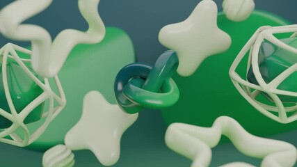 Wall Mural - Green knot abstract shapes on a blue backdrop suitable for backgrounds, graphic design projects, web design, branding elements, and product packaging.