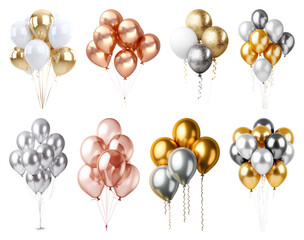 Wall Mural - PNG Colorful metallic balloon arrangements, element set on transparent background