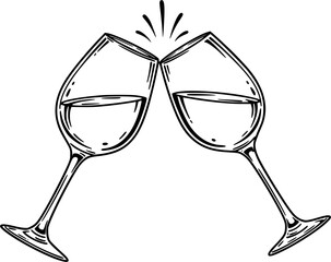 Vector illustration of the wine glasses toasting
