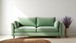 © Vector gallery - Modern mint green sofa with decorative pillows in a bright room