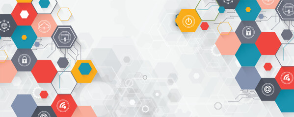 Abstract circuit technology and science background with geometric elements