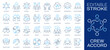 © lovemask - Crew accord dual color icon set, collaboration concept. Synergy, workforce pact, colleague bond, staff concord and coalition signs.